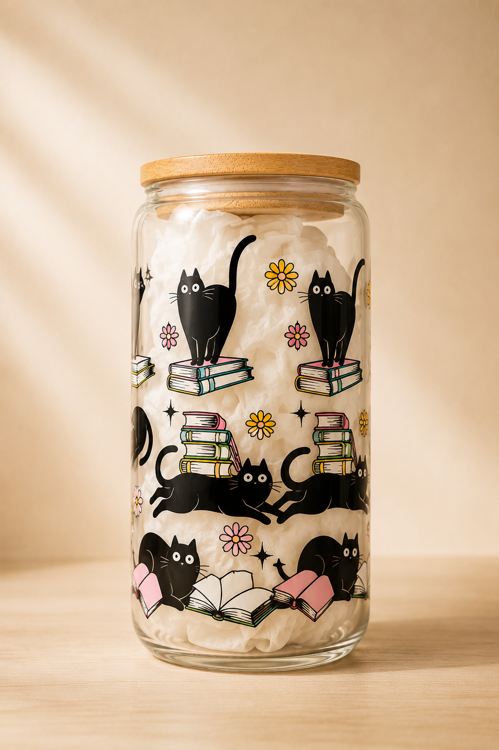 Cats and Books 16 Oz Glass Cup