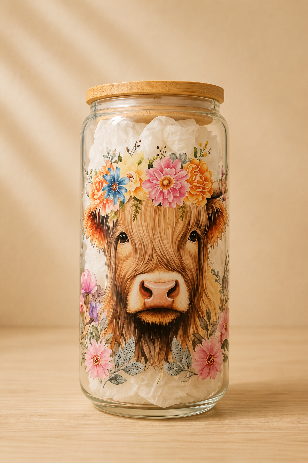 Highland Cow 16 Oz Glass Cup