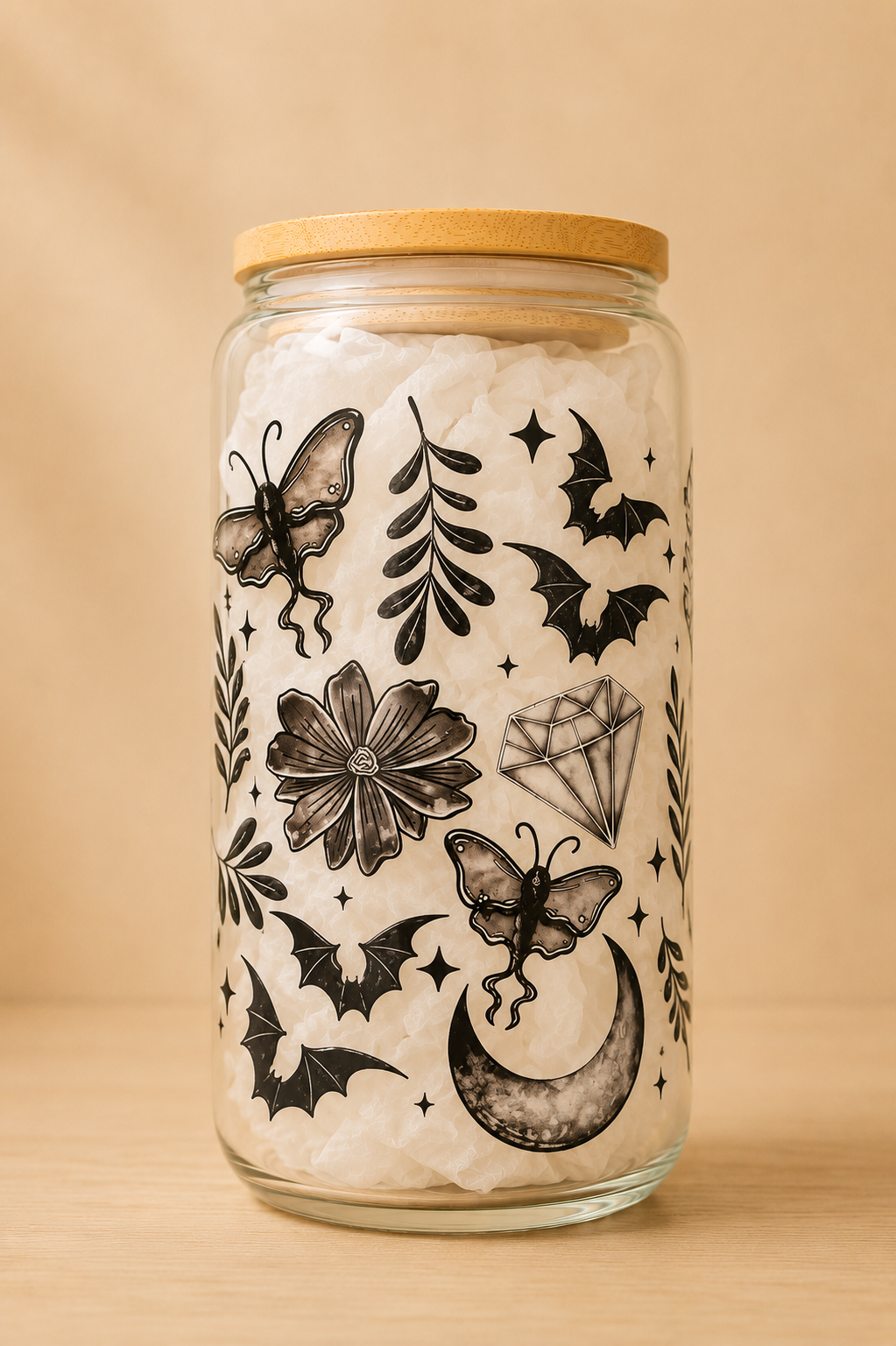 Bats and Moths 16 Oz Glass Cup