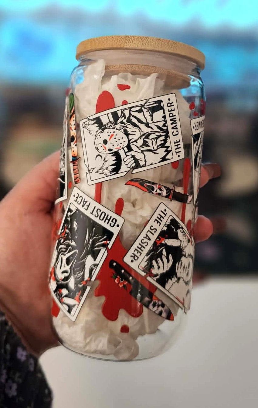 Horror Themed 16 Oz Glass Cup