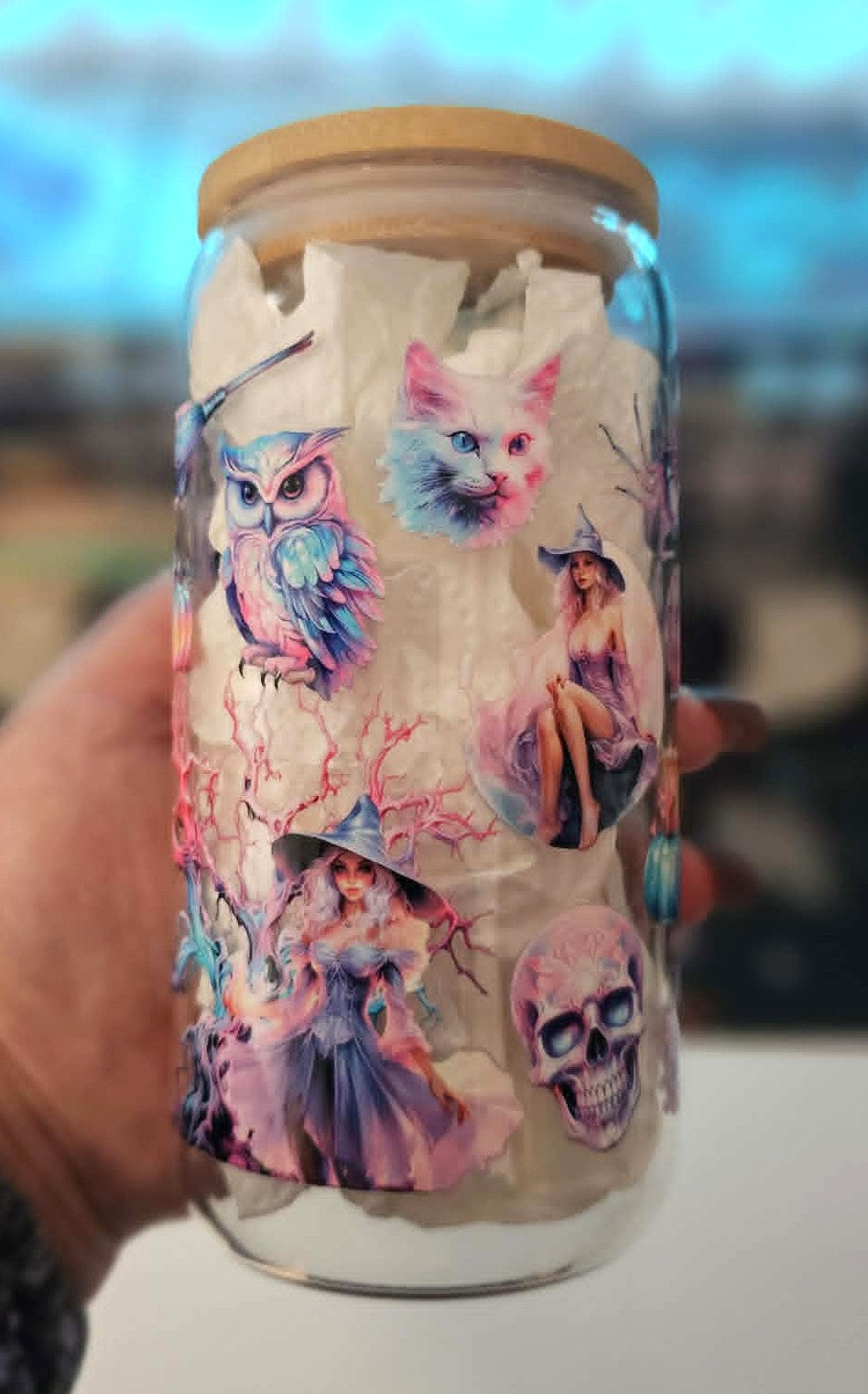 Pastel Witchy 16 Oz Glass Cup