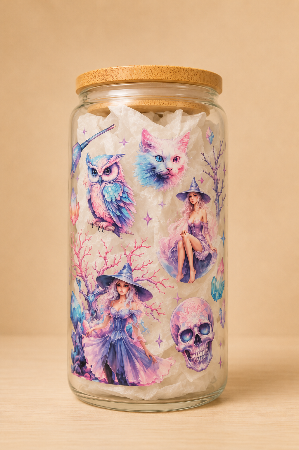 Pastel Witchy 16 Oz Glass Cup