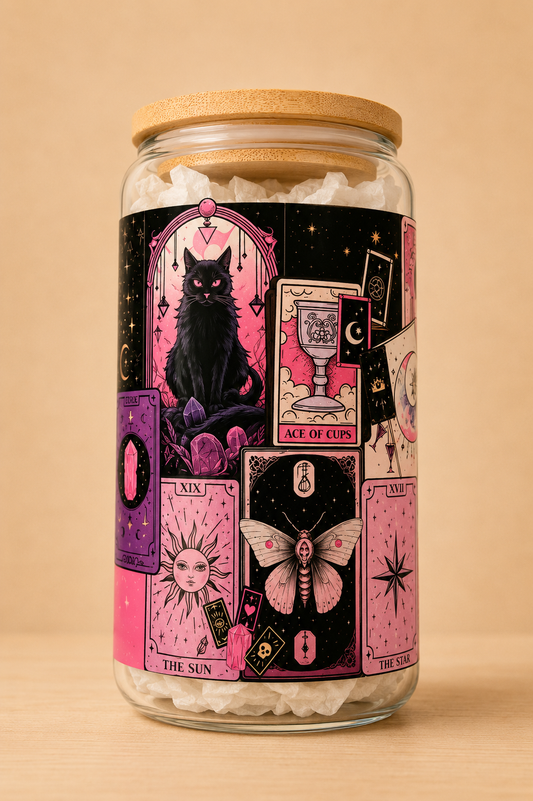 Black and Pink Tarot Era 16 Oz Glass Cup